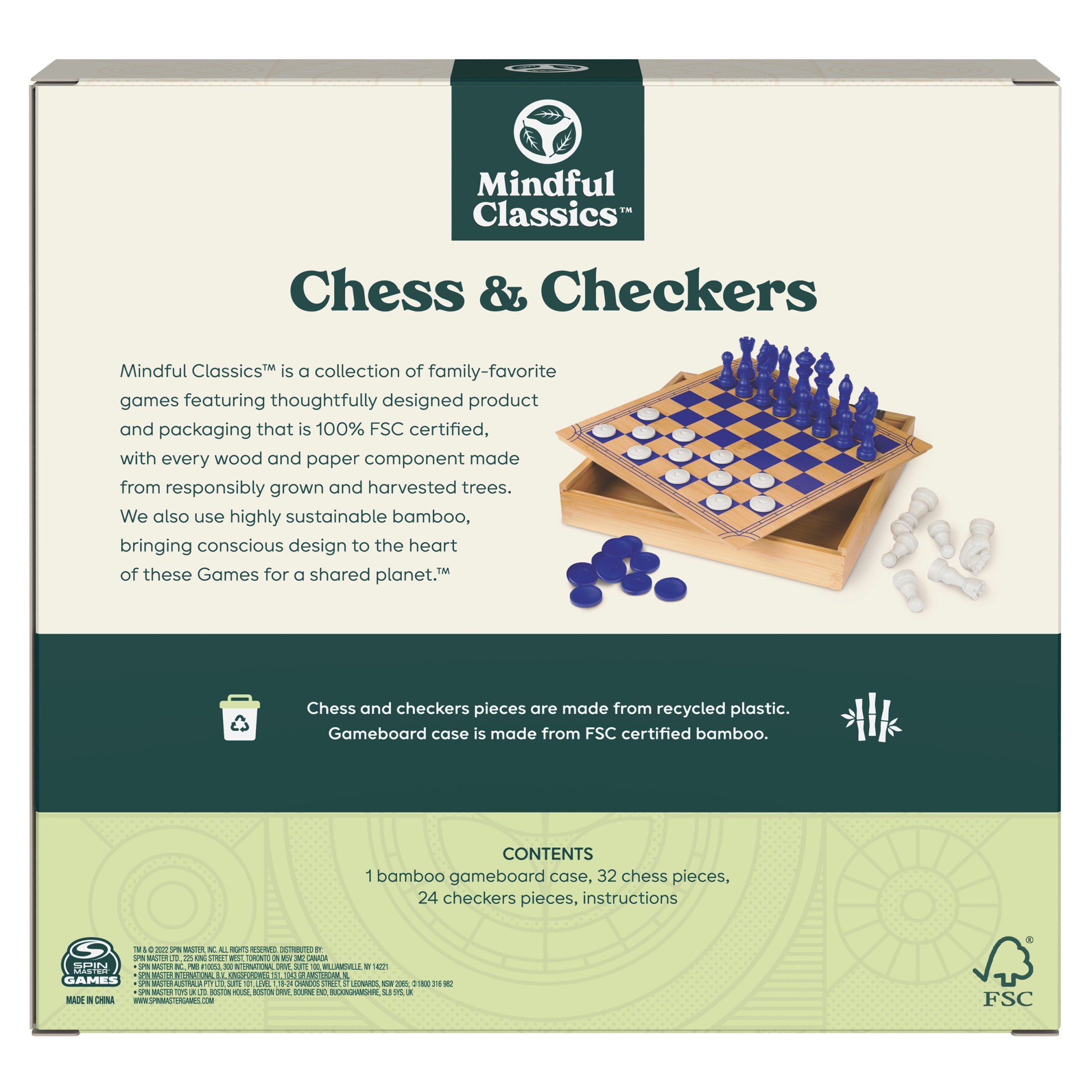 Mindful Classic, Chess Checkers Board Game Set